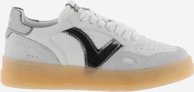 Victoria Sneakers White Split Leather Gun