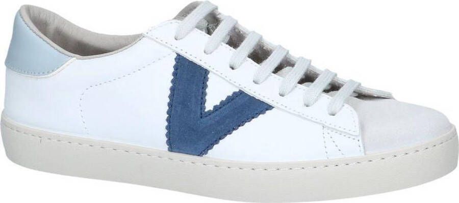 Victoria Contrast Leren Sneakers Grote Maten Blauw Heren