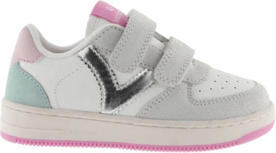 Victoria Tiempo Tiras Serraje Cra leren sneakers wit roze