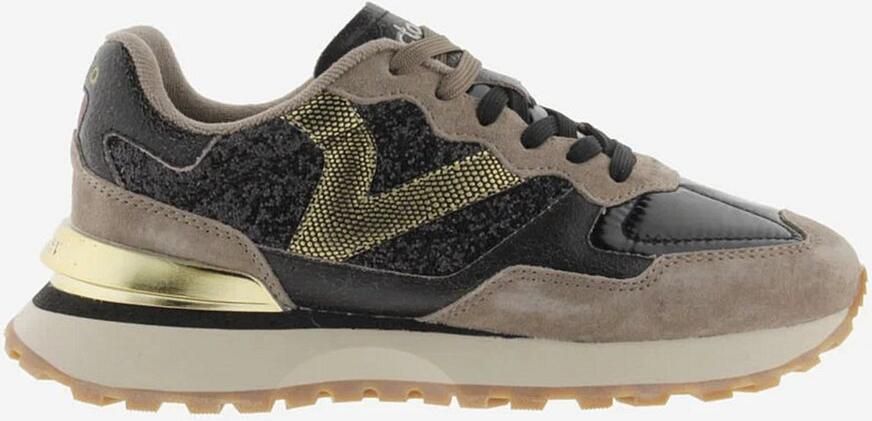 Victoria Smile Favorites Dames Sneakers Zwart Leer Suéde Metallic