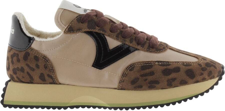 Victoria Dierenprint nylon sneakers en gescheurd leer voor dames Cosmos