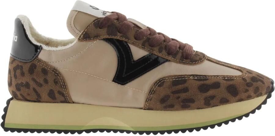 Victoria Dierenprint nylon sneakers en gescheurd leer voor Cosmos