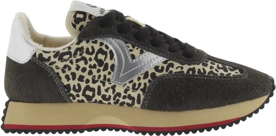 Victoria Dierenprint nylon sneakers en gescheurd leer voor dames Cosmos
