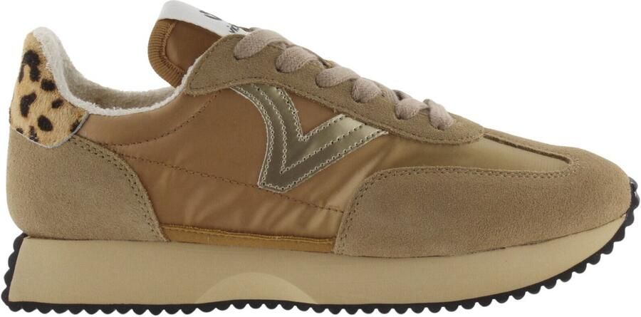 Victoria Metallische nylon sneakers met gespleten leer voor dames Cosmos