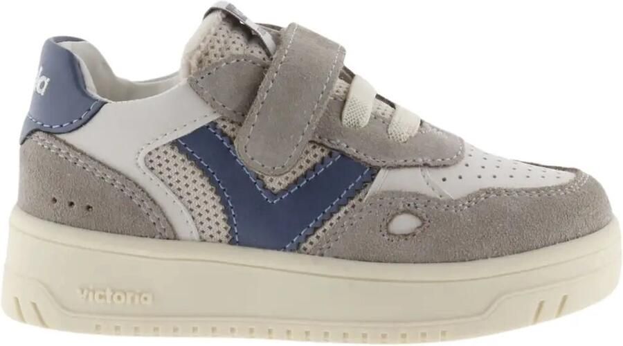 Victoria leren sneakers grijs wit Jongens Imitatieleer Meerkleurig 35