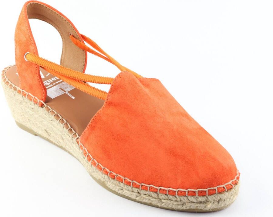 VIGUERA Espadrilles Dames Damesschoenen Suède Blokhak Hoogte 1825 sue Oranje