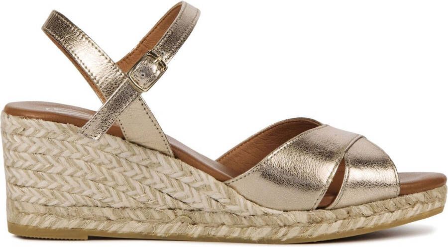 VIGUERA Espadrilles Dames Damesschoenen Leer Sleehak Hoogte 2032 Goud