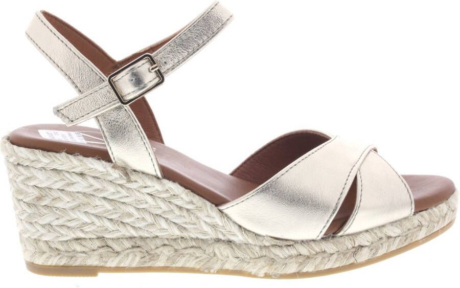 VIGUERA Espadrilles Dames Damesschoenen Leer Sleehak Hoogte 2032 Goud