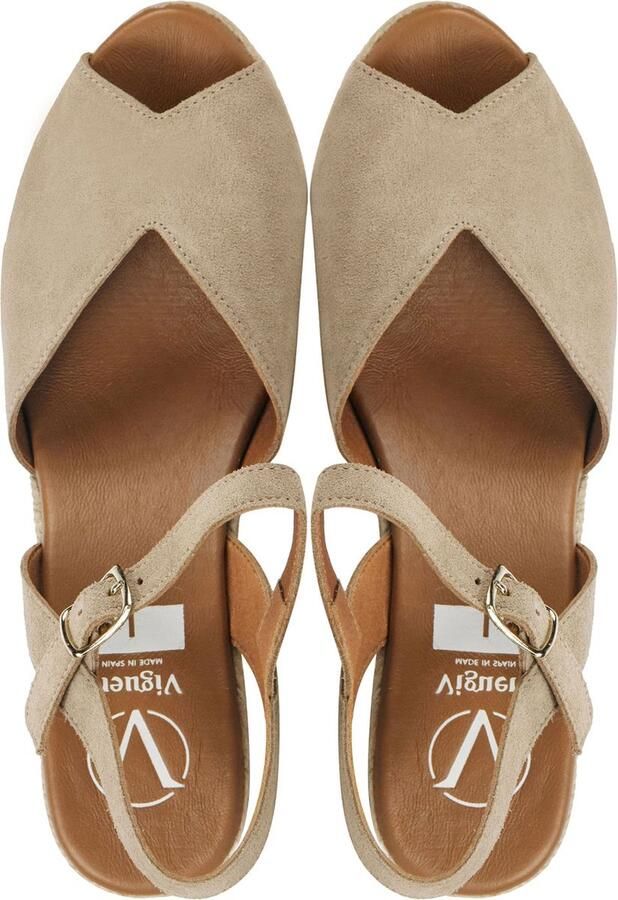 VIGUERA Espadrilles Dames Damesschoenen Suède Sleehak Hoogte 2008 Taupe - Foto 4