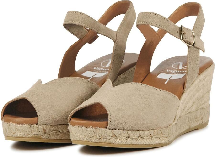 VIGUERA Espadrilles Dames Damesschoenen Suède Sleehak Hoogte 2008 Taupe - Foto 3