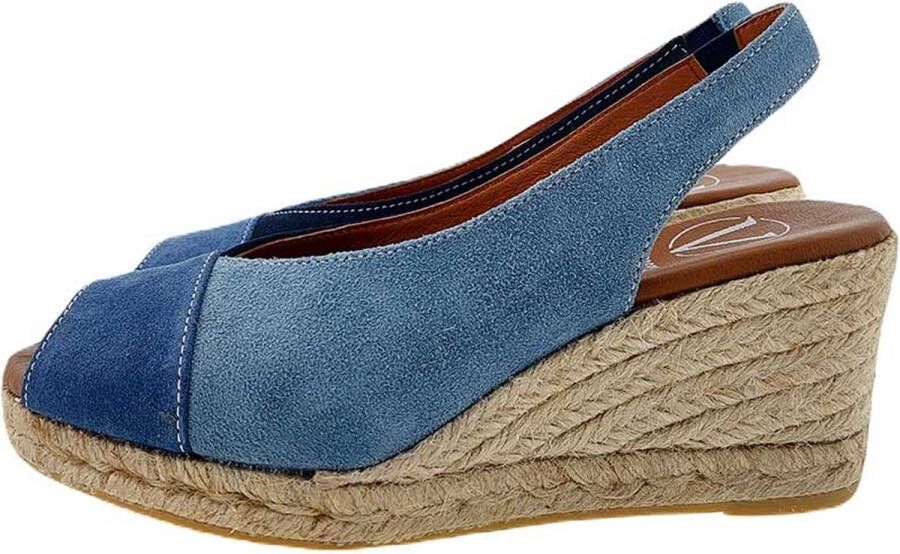 VIGUERA wedge slingback espadrilles blauw combi