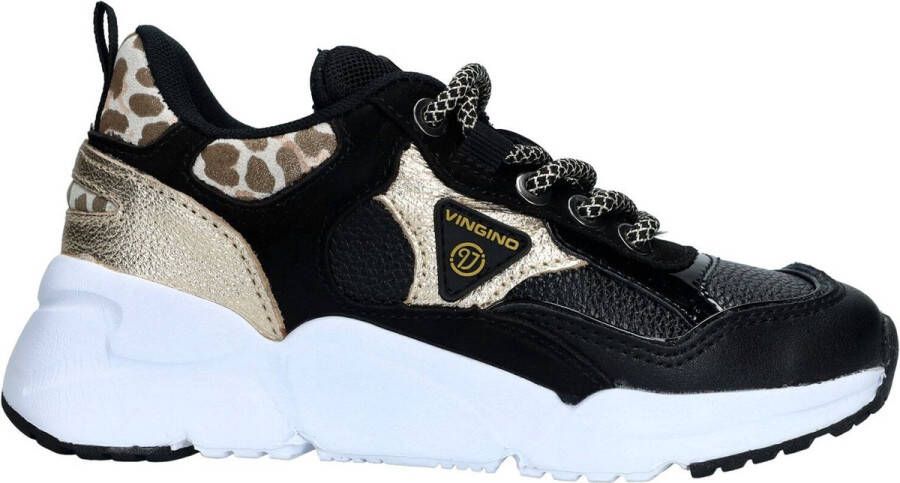 VINGINO Beau chunky leren sneakers zwart Meisjes Leer Meerkleurig 36 - Foto 2