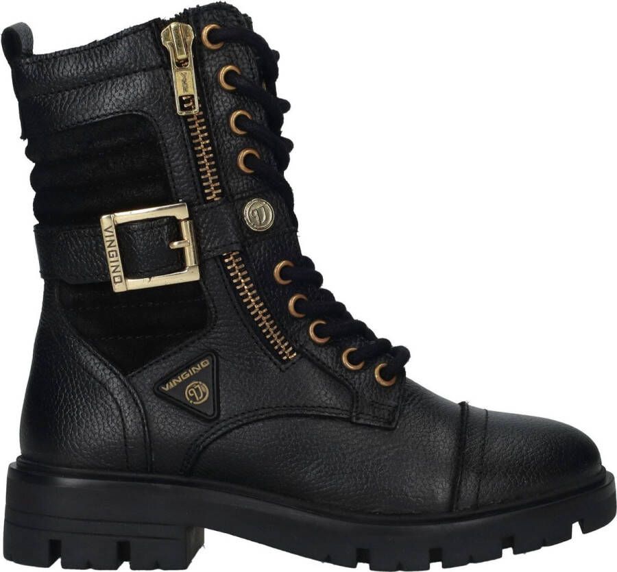 Vingino Britt One Veterboots Laarzen Met Veters Meisjes Zwart - Foto 3