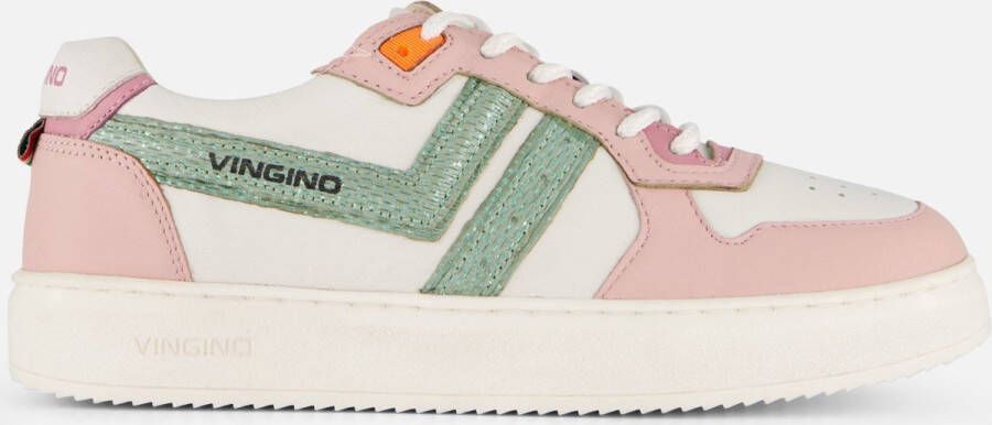 VINGINO Odette Low leren sneakers wit lichtroze lichtgroen Meisjes Leer 38 - Foto 5