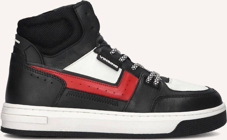 Vingino Duncan Mid Sneakers Jongens Leren Sneaker Zwart