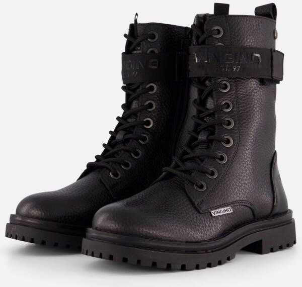 Vingino Evi Xhi Veterboots zwart Leer