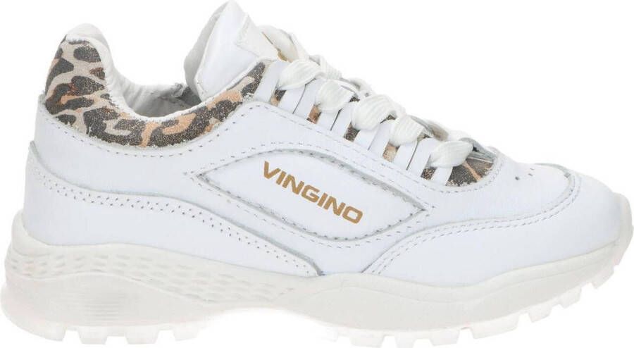 Vingino Fenna leren chunky sneakers met panterprint wit - Foto 5