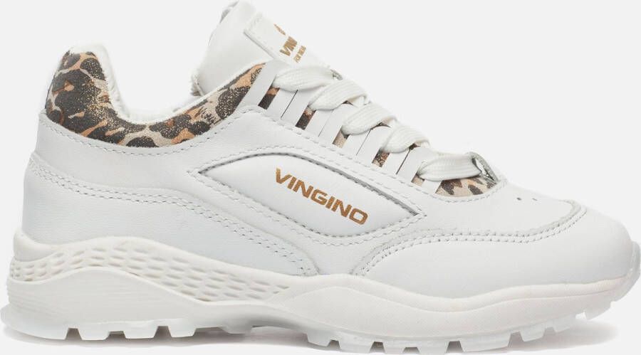 Vingino Fenna leren chunky sneakers met panterprint wit - Foto 6