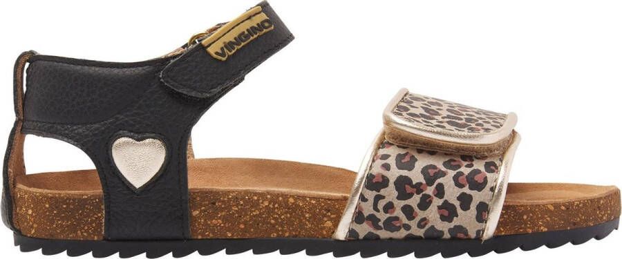 Vingino Floor leren sandalen panterprint zwart - Foto 4