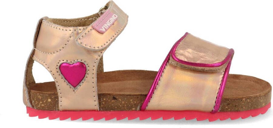Vingino Floor leren sandalen roze metallic - Schoenen.nl