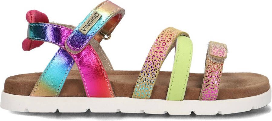Vingino VIN825412-998 Meisjes Platte Sandalen Multicolor Leer Klittenband - Foto 4