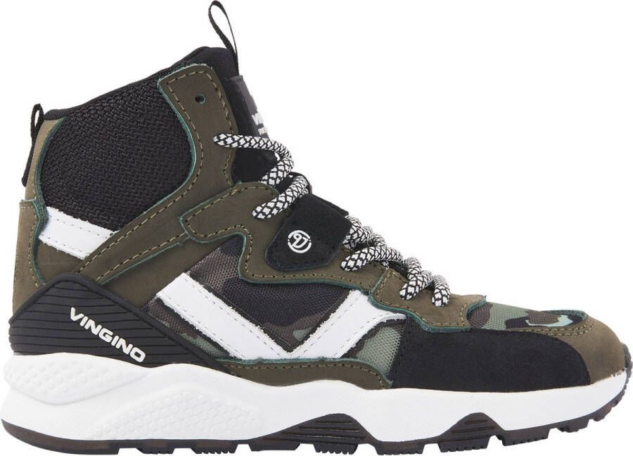 Vingino Gio Mid hoge leren sneakers legergroen