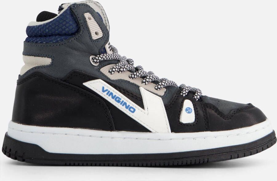 VINGINO Joshua mid leren sneakers blauw Jongens Leer Meerkleurig 31 - Foto 3