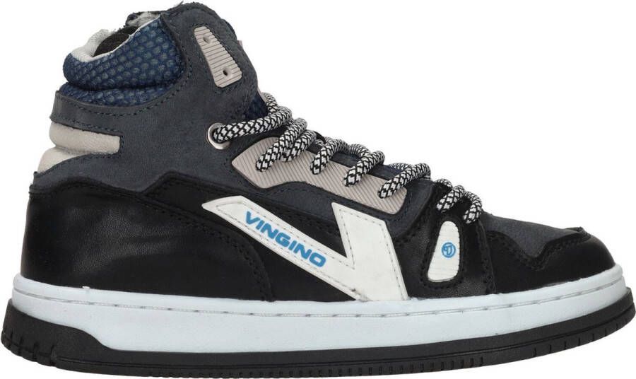 VINGINO Joshua mid leren sneakers blauw Jongens Leer Meerkleurig 31 - Foto 2