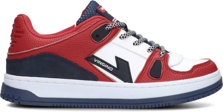 VINGINO Kevin leren sneakers rood wit Jongens Leer Meerkleurig 33