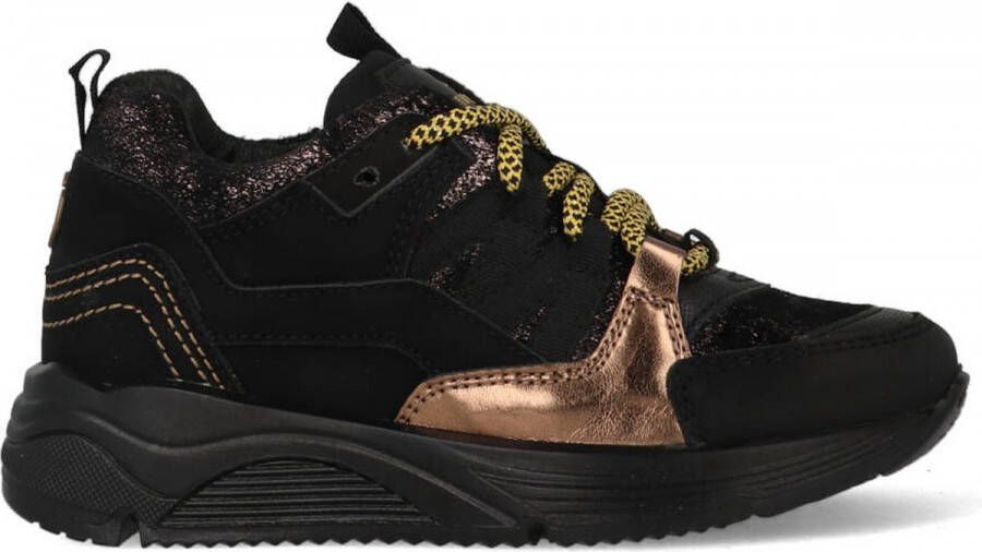 Vingino Lidya leren sneakers met panterprint zwart roze - Foto 3