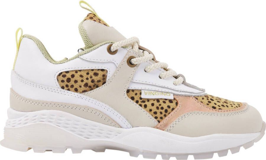 Vingino dy II leren sneakers met dierenprint beige multi - Foto 3