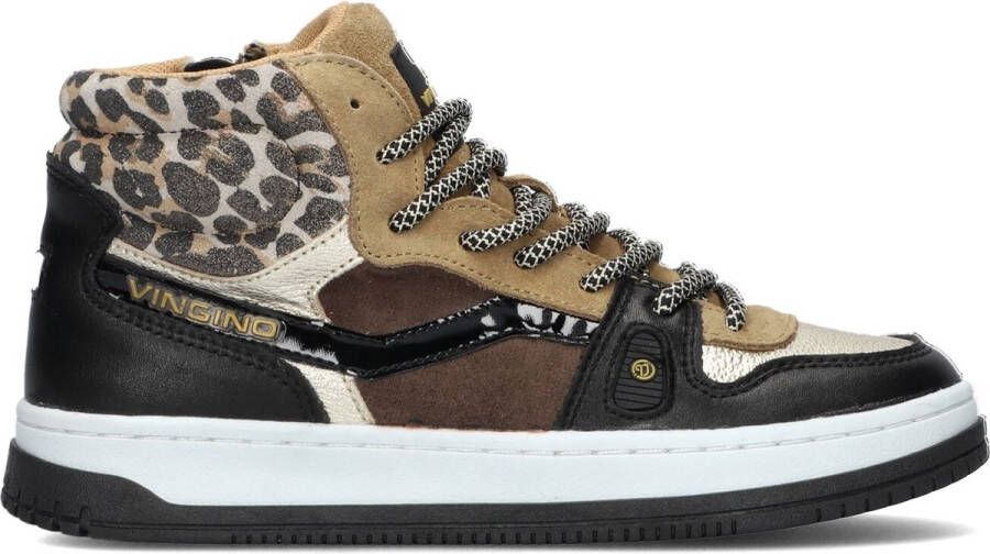 Vingino Maxime Mid Hoge sneakers Leren Sneaker Meisjes Zwart