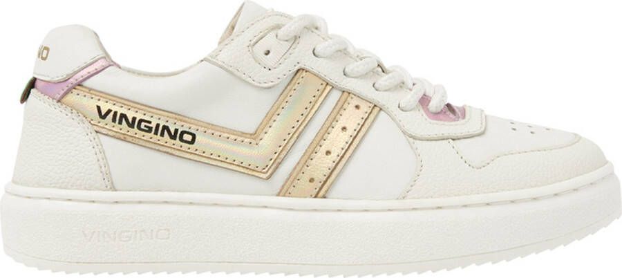 VINGINO Odette Low leren sneakers wit goud Meisjes Leer Meerkleurig 34 - Foto 3