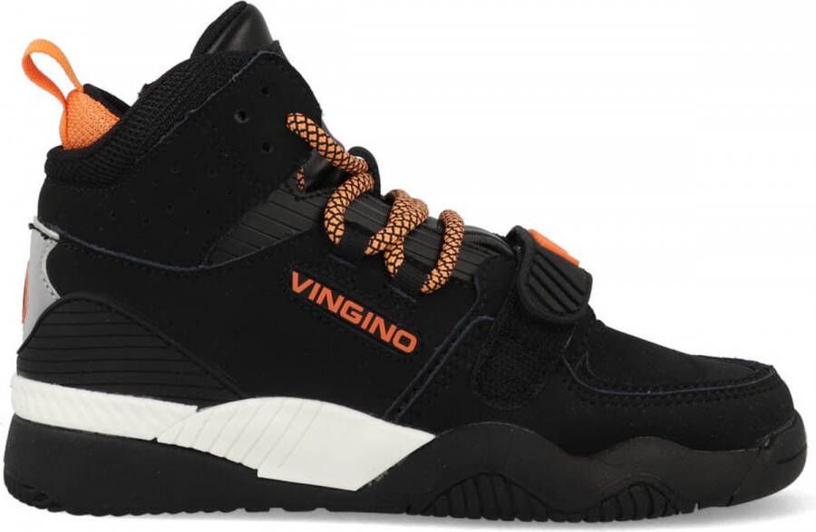 VINGINO Raoul Mid leren sneakers zwart Jongens Leer Meerkleurig 33 - Foto 3
