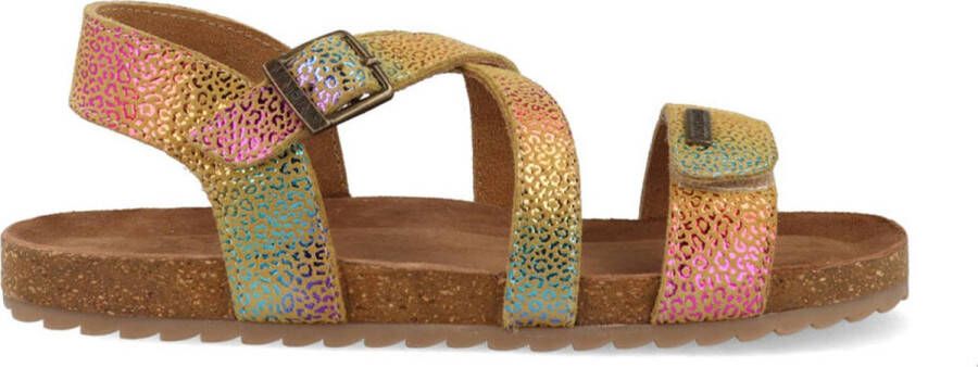 Vingino Melia leren sandalen met panterprint geel multi - Foto 2