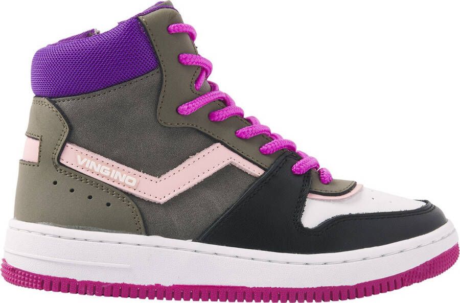 Vingino Senne Mid leren sneakers donkergrijs multi - Foto 2