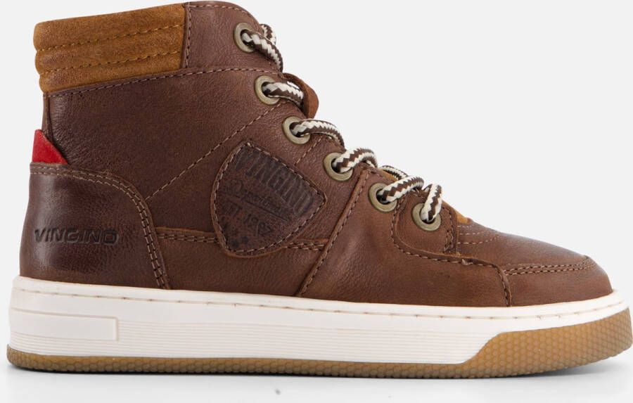 Vingino Sil Mid Hoge sneakers Leren Sneaker Jongens Bruin