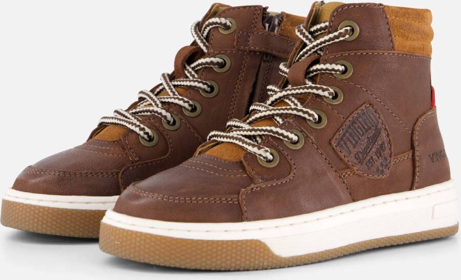 Vingino Sil Mid Hoge sneakers Leren Sneaker Jongens Bruin