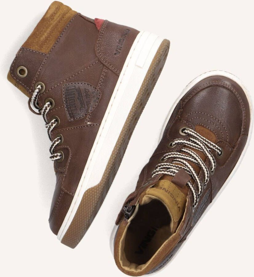 VINGINO Duncan Mid leren sneakers bruin Jongens Leer Meerkleurig 30 - Foto 3
