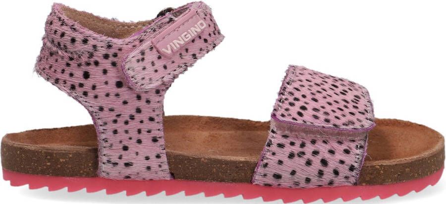Vingino Tavi leren sandalen met dierenprint roze - Foto 3