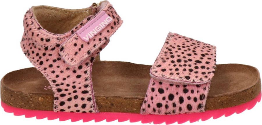 Vingino Tavi leren sandalen met dierenprint roze