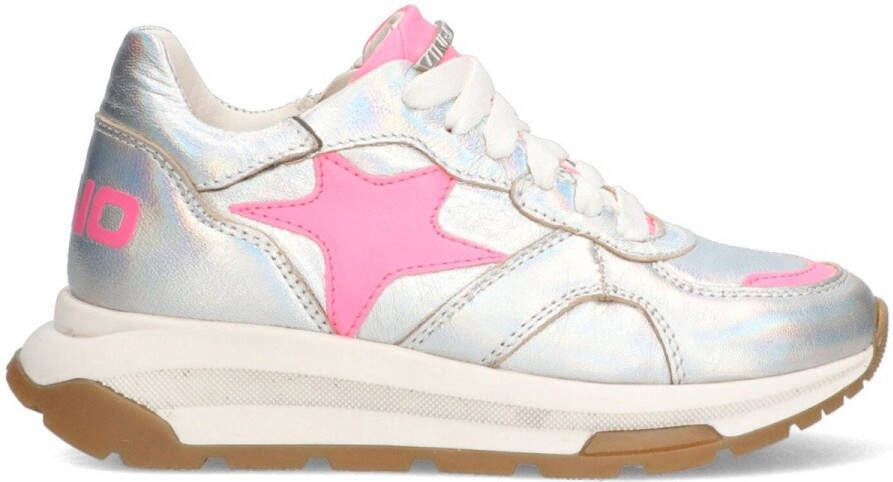 Vingino VIN825123-991 Meisjes Lage Sneakers Zilver Roze Leer Veters