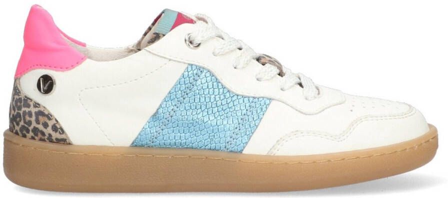 Vingino VIN825141-501 Meisjes Lage Sneakers Wit Roze Blauw Leer Veters