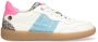 Vingino VIN825141-501 Meisjes Lage Sneakers Wit Roze Blauw Leer Veters - Thumbnail 2
