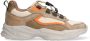 Vingino VIN825184-708 Jongens Lage Sneakers Bruin Zwart Oranje Nubuck Veters - Thumbnail 5
