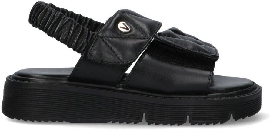 Vingino VIN825403-589 Meisjes Platte Sandalen Zwart Leer Klittenband