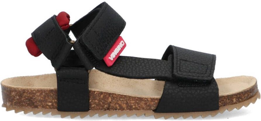 Vingino VIN825425-789 Jongens Platte Sandalen Zwart Leer Klittenband