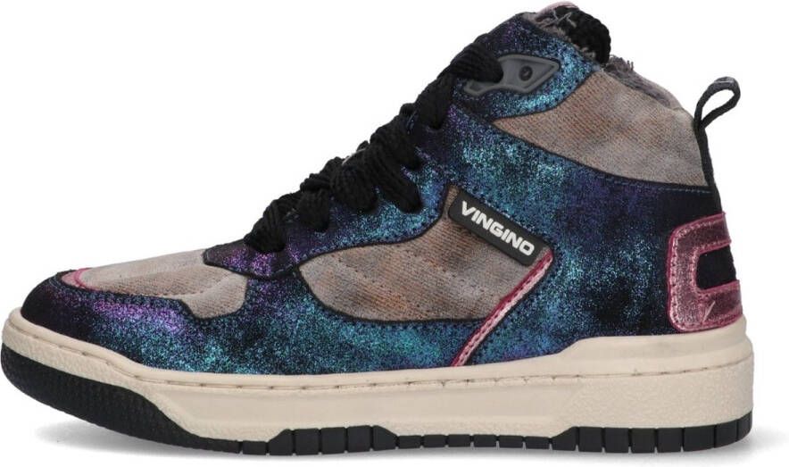 Vingino VIN825556-998 Meisjes Hoge Sneakers Multicolor Leer Veters
