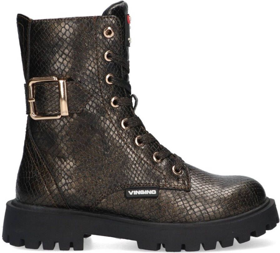 Vingino VIN825590-795 Meisjes Biker Boots Goud Leer Veters