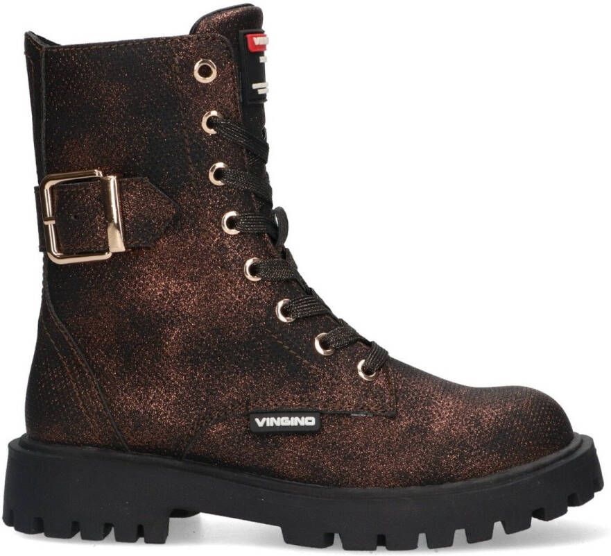 Vingino VIN825590-797 Meisjes Biker Boots Bruin Leer Veters